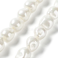 Electroplated Shell Pearl Beads Strands, Nuggets, WhiteSmoke, 15x12~12.5x12~12.5mm, Hole: 1mm, about 27pcs/strand, 15.75~15.94 inch(40~40.5cm)(BSHE-G035-01B-05)