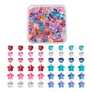 Electroplate Glass Beads, with Glitter Powder, Heart & Star, Mixed Color, 200pcs/box(EGLA-CD0001-01)