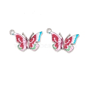 Alloy Enamel Pendants, Platinum, Butterfly, Colorful, 22x19x2mm, Hole: 1.8mm(ENAM-H031-A05-P)