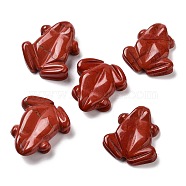 Natural Red Jasper Carved Beads, Half Hole, Frog, 32~34x28~30x6~9mm, Hole: 1.8mm(G-K383-08)