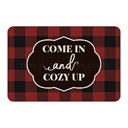 Linen and Rubber Ground Mat, Rectangle with Word COME IN and COZY UP, Red, Word, 40x60cm(AJEW-WH0142-016)