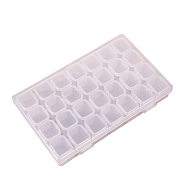 Transparent Plastic 28 Grids Bead Containers, with Independent Bottles & Lids, Each Row 7 Grids, Rectangle, Clear, 17.4x10.7x2.7cm(CON-PW0001-029)