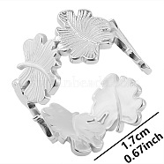 Vintage Stainless Steel Leaf Couple Rings, Open Cuff Rings for Men and Women, Stainless Steel Color(HN4154-1)