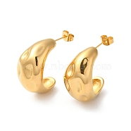 Ion Plating(IP) 304 Stainless Steel Teardrop Stud Earrings, Real 18K Gold Plated, 26x15mm(X-EJEW-K244-39G)