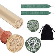 CRASPIRE DIY Wax Seal Stamp Kits, Including Brass Handles, Sealing Wax Sticks, Rectangle Velvet Pouches, Golden, Heart Pattern Brass Handles: 1pc(DIY-CP0002-87B)
