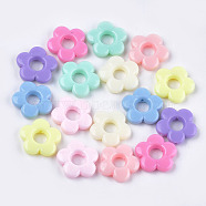 Opaque Acrylic Bead Frames, Flower, Mixed Color, 19x19.5x4.5mm, Hole: 1.5mm(X-MACR-S296-69)