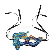 DIY Masquerade Mask Diamond Painting Kits, including Plastic Mask, Resin Rhinestones and Polyester Cord, Tools, Peacock Pattern, 130x240mm(DIAM-PW0001-095F)