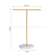 T Shaped Iron Earring Display Stand, Jewelry Displays Stands, with Wooden Pedestal, White, 10x18.5x26cm(CON-PW0001-145A)