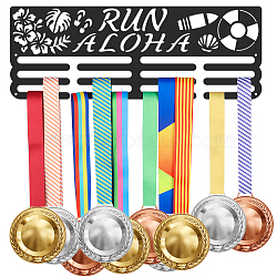Fashion Iron Medal Hanger Holder Display Wall Rack, with Screws, Sports Theme with Word Run Aloha, Football Pattern, 150x400mm(ODIS-WH0021-255)