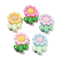 Opaque Resin Cabochons, Sunflower, Mixed Color, 35x23.5x6.5mm(RESI-G084-14)