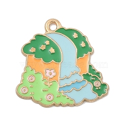 Animal Forest Theme Zinc Alloy Enamel Pendants, Light Gold Charms, Blue, 24x25x1mm, Hole: 2mm(FIND-Z065-01I)