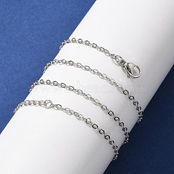 Brass Cable Chains Necklaces for Women, With 304 Stainless Steel Lobster Clasp, Rack Plating, Lead Free & Cadmium Free, Long-Lasting Plated, Platinum, 17.68 inch(44.9cm)(NJEW-D302-47P)