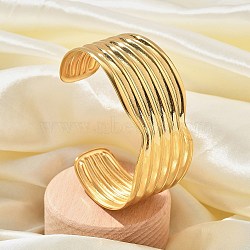 304 Stainless Steel Cuff Bangles, Multi-strand Bangles for Women, Wave, Golden, Inner Diameter: 2-3/8x2 inch(6.1x5.1cm)(BJEW-B108-13G)