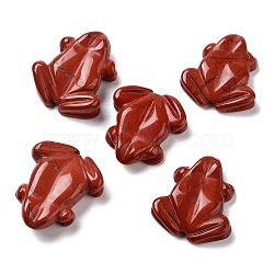 Natural Red Jasper Carved Beads, Half Hole, Frog, 32~34x28~30x6~9mm, Hole: 1.8mm(G-K383-08)