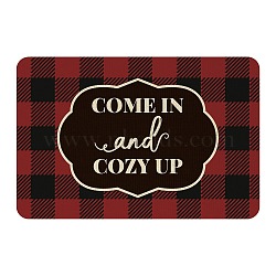 Linen and Rubber Ground Mat, Rectangle with Word COME IN and COZY UP, Red, Word, 40x60cm(AJEW-WH0142-016)