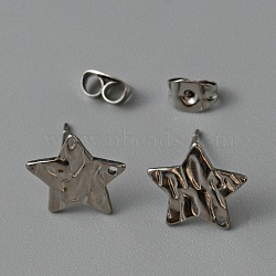 304 Stainless Steel Textured Geometry Stud Earrings Findings with Hole, Star, 12.5x11.5mm, Hole: 1mm, Pin: 0.6mm(STAS-WH0027-54A)