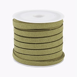 Faux Suede Cord, Faux Suede Lace, Dark Olive Green, 5x1.5mm, about 5.46 yards(5m)/roll(X-LW-R003-5mm-1136)