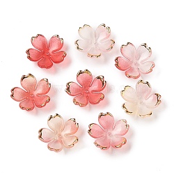Acrylic Bead Caps, 5-Petal Flower, Crimson, 17.5x18x5mm, Hole: 1.2mm, 1162pcs/500g(OACR-H119-01A)