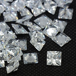 Clear Grade A Square Shaped Cubic Zirconia Pointed Back Cabochons, Faceted, 3x3x2mm(X-ZIRC-M004-3x3mm-007)