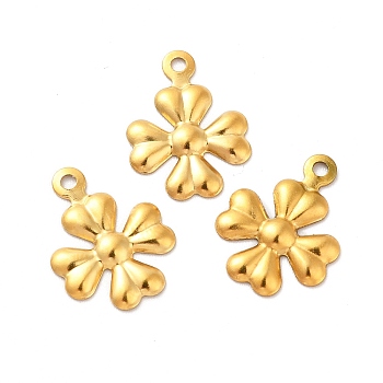 Ion Plating(IP) 304 Stainless Steel Charms, Clover Charm, Golden, 14.5x11x1mm, Hole: 1mm