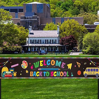 Polyester Hanging Banners Children Birthday, Birthday Party Idea Sign Supplies, WELCOME BACK TO SCHOOL, Black, 300x50cm