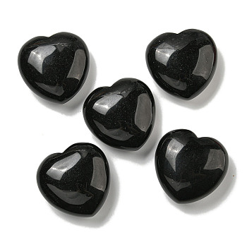 Natural Obsidian Statues Ornaments, Love Heart Stone for Reiki Energy Balancing Meditation Gift, 42~44.5x45x19.5~23mm