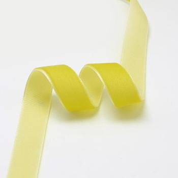 5/8 inch Single Face Velvet Ribbon, Yellow, 5/8 inch(15.9mm), about 25yards/roll(22.86m/roll)