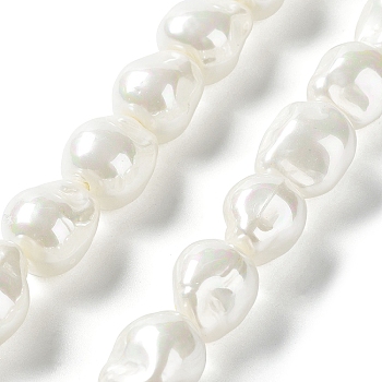 Electroplated Shell Pearl Beads Strands, Nuggets, WhiteSmoke, 15x12~12.5x12~12.5mm, Hole: 1mm, about 27pcs/strand, 15.75~15.94 inch(40~40.5cm)