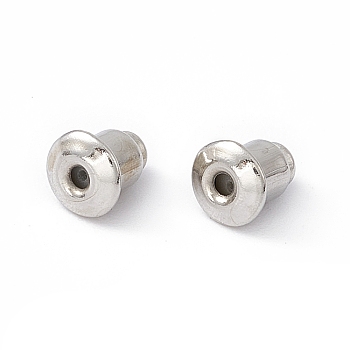 Brass Ear Nuts, Earring Backs, Platinum, Size: about 5mm long, 5mm wide, hole:1mm
