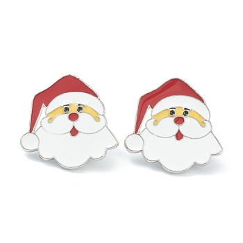 Christmas Themed Alloy Enamel Brooches, Enamel Pin, with Clutches, Santa Claus, Colorful, 30x29.5x9.5mm, Pin: 1mm