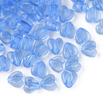 Transparent Acrylic Beads, Heart, Cornflower Blue, 8x8.5x5.5mm, Hole: 2.5mm, about 2030pcs/500g