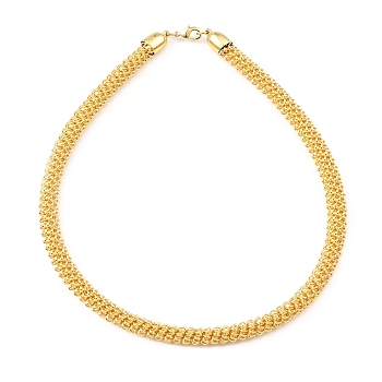 Brass Chain Choker Necklaces, Twist Necklace, with Lobster Claw Clasp, Real 14K Gold Plated, 16-3/4 inch(42.5cm)