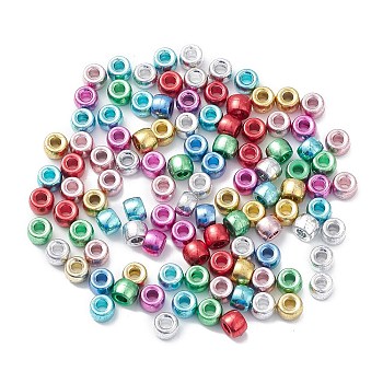 Plastic Plating Beads, Barrel, Mixed Color, 9x6.5mm, Hole: 3.7mm, about 1700pcs/500g