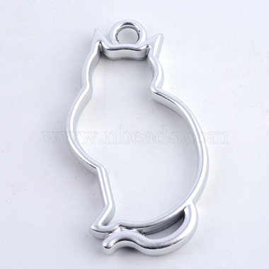 Rack Plating Alloy Kitten Open Back Bezel Pendants(PALLOY-S047-02B-FF)-2