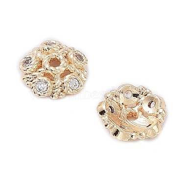 Real 18K Gold Plated Brass+Cubic Zirconia Bead Caps