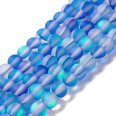 Dodger Blue Round Moonstone Beads