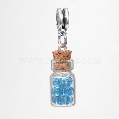 Glass Bottle with Glass Seed Beads European Dangle Charms(PALLOY-JF00030)-2
