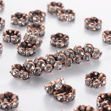8mm Rondelle Brass + Rhinestone Spacer Beads