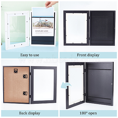 2 Sets 2 Colors Rectangle Wood Photo Frames with Hanging Hook(DIY-GA0005-70)-3