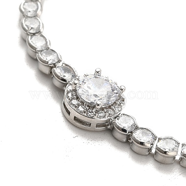 Clear Cubic Zirconia Flat Round Link Bracelet with Tennis Chains(BJEW-C030-01P)-2
