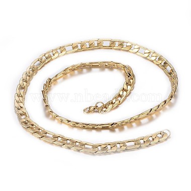 Men's 304 Stainless Steel Figaro Chain Necklaces and Bracelets Jewelry Sets(SJEW-I189-05B)-3