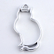 Rack Plating Alloy Kitten Open Back Bezel Pendants(PALLOY-S047-02B-FF)-2