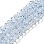 Transparent Baking Paint Glass Beads, Faceted, Rondelle, Cornflower Blue, 6x5mm, Hole: 1.2mm(X1-DGLA-A034-T6mm-D13)