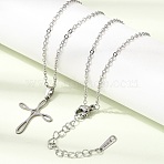 304 Stainless Steel Religion Cross Pendant Necklaces, Tarnish Free, Stainless Steel Color, 15.77 inch(40.05cm)(SA-CBAB727-02P)