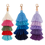 3Pcs 3 Styles Polyester Tassel Big Pendant Decorations, with Alloy Swivel Clasps, Mixed Color, 205~210mm, 1pc/style(HJEW-GO0001-16)