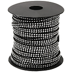 20 Yards Platinum Aluminum Studded Faux Suede Cord, with Organza Gift Bags, Black, 5x2mm(LW-CL0001-09)