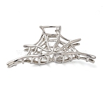 Halloween Alloy Hollow Claw Hair Clips for Women Girls, Spider Web, Platinum, 41.5x106.5x33.5mm(AJEW-A056-06C-P)
