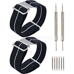Nylon Watch Bands, with Alloy Findings, Black, 140x20x3mm(AJEW-WH0643-117A)