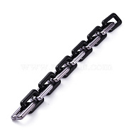 Handmade CCB Plastic Cable Chains, with Acrylic Linking Rings, Gunmetal & Black, Links: 30x19.5x6mm, 39.37 inch(1m)/strand(AJEW-JB00666-04)