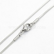 Women's 304 Stainless Steel Snake Chain Necklaces, with Lobster Claw Clasps, Stainless Steel Color, 17.7 inch(45cm)(STAS-O037-59P)